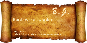Bontovics Janka névjegykártya